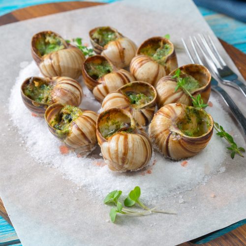 Baked snails with garlic butter and fresh herbs