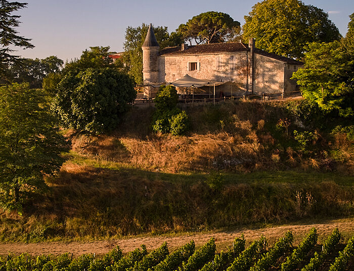 Château Tour Baladoz au dessus des vignes